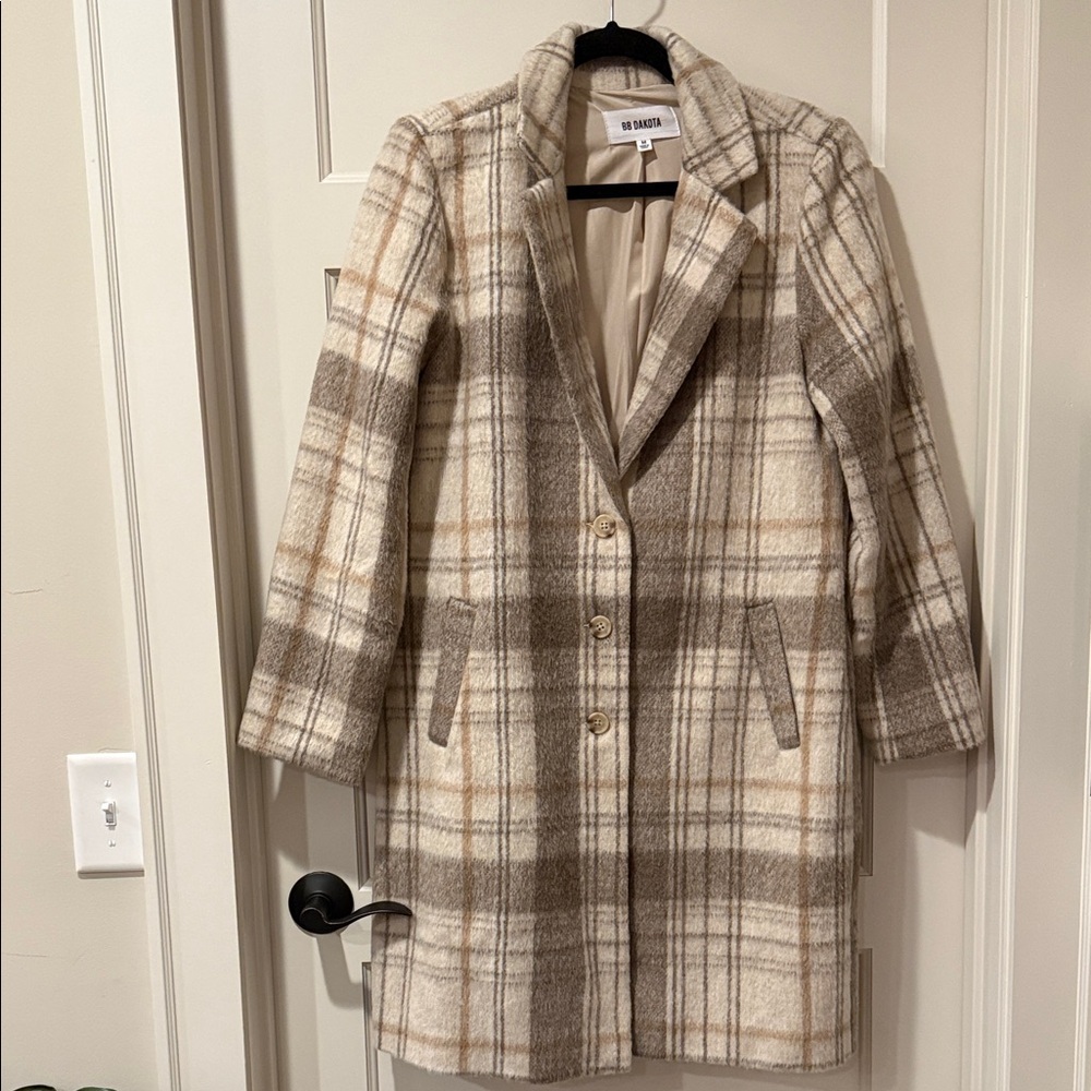 BB Dakota Plaid Blazer - Cream and Brown